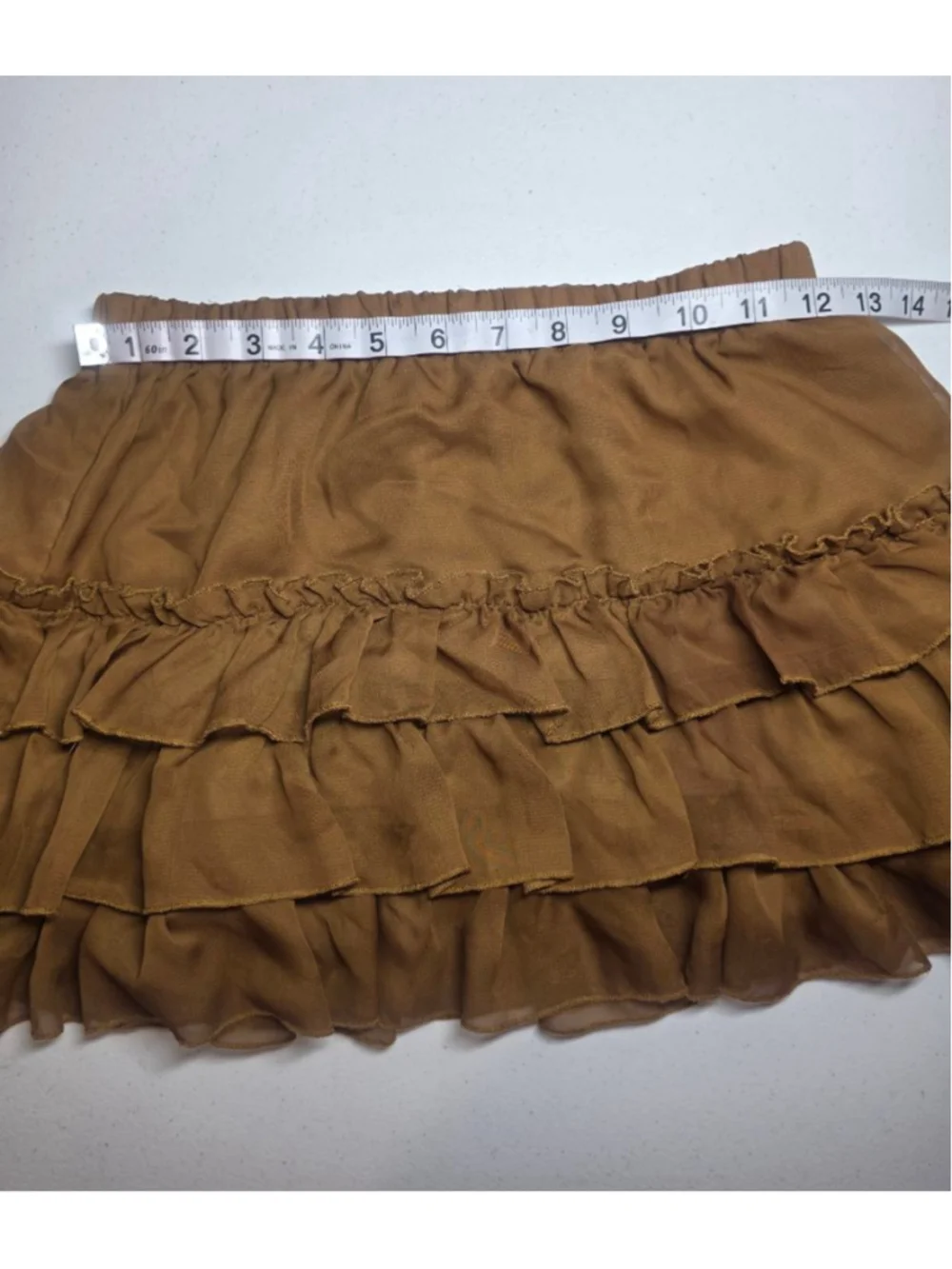 Women's Cecico Brown Layered Ruffle Mini Skirt S - Picture 6 of 8